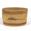 Hand Woven Nootka Lidded Basket with Muskrats