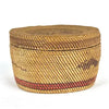 Hand Woven Nootka Lidded Basket with Muskrats