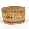 Hand Woven Nootka Lidded Basket with Muskrats