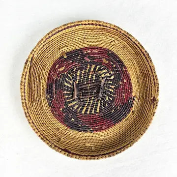 Hand Woven Nootka Lidded Basket with Muskrats