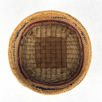 Hand Woven Nootka Lidded Basket with Muskrats