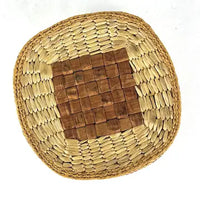 Hand Woven Nootka Lidded Basket with Muskrats