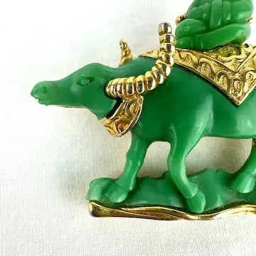 Hattie Carnegie Water Buffalo & Rider Brooch