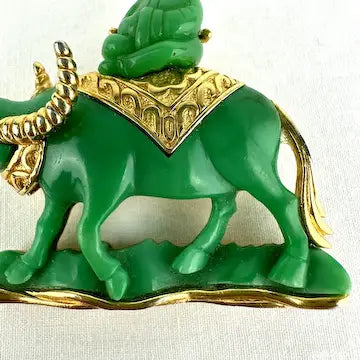 Hattie Carnegie Water Buffalo & Rider Brooch