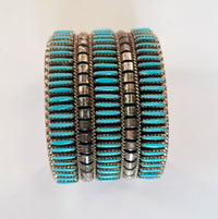 Zuni Needlepoint Vintage Cuff Bracelet Stamped Sterling