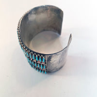 Zuni Needlepoint Vintage Cuff Bracelet Stamped Sterling