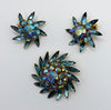 Aqua Radiance Earrings and Brooch by Judy Lee Demi Parure