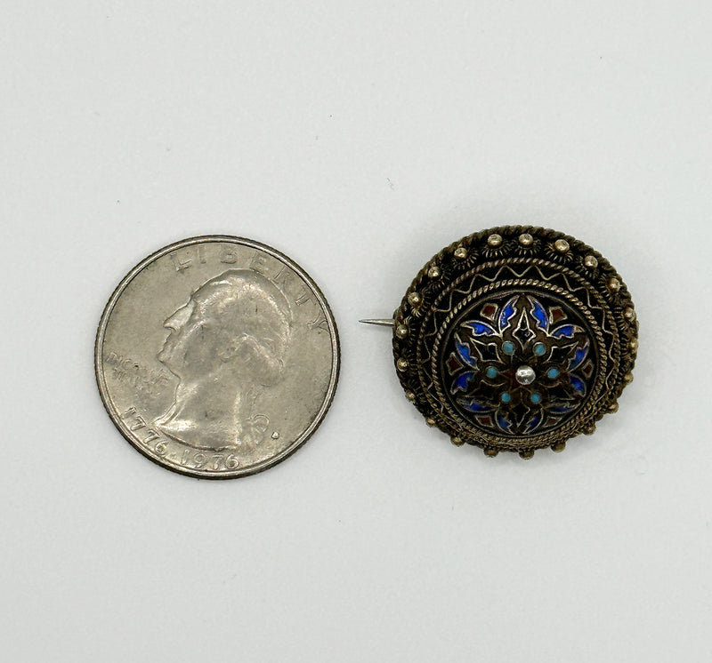 David Andersen Dome  Enamel Cloisonné Brooch