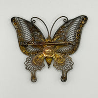 Antique Silver and Enamel Butterfly Brooch