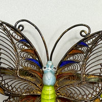 Antique Silver and Enamel Butterfly Brooch