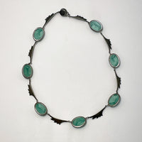 Art Deco Sterling Silver and Peking Glass Necklace