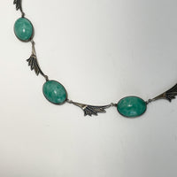 Art Deco Sterling Silver and Peking Glass Necklace