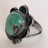 Native American Turquoise and Silver Ring Size 5 Signed