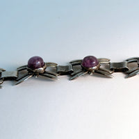 Early Mexican Silver and Amethyst Vintage Link Bracelet