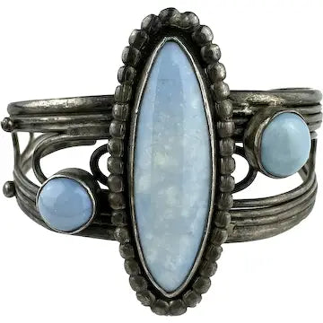 Jerry Roan Vintage Silver and Larimar Cuff Bracelet