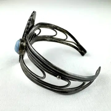 Jerry Roan Vintage Silver and Larimar Cuff Bracelet