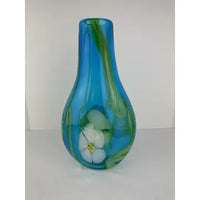 Large Hand Blown Art Glass Water Lily Vase