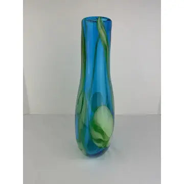 Large Hand Blown Art Glass Water Lily Vase