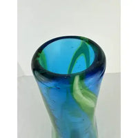 Large Hand Blown Art Glass Water Lily Vase