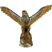 Large Hand Carved Folk Art Eagle and Eaglet