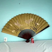 Large Vintage Chinese Hand painted Wall Fan