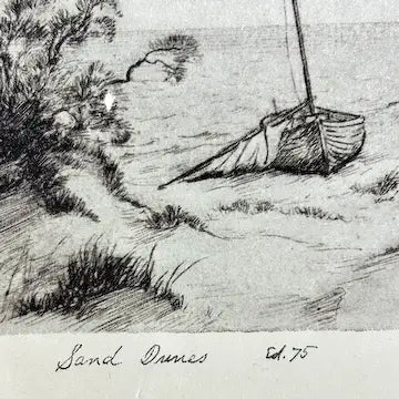 Limited Edition “Sand Dunes” Drypoint Print by Ronau William Woiceske Circa 1930