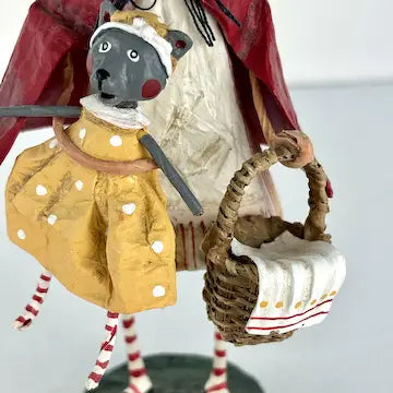 Lori Mitchell Paper Mache Folk Art Little Red Riding Hood Figurine