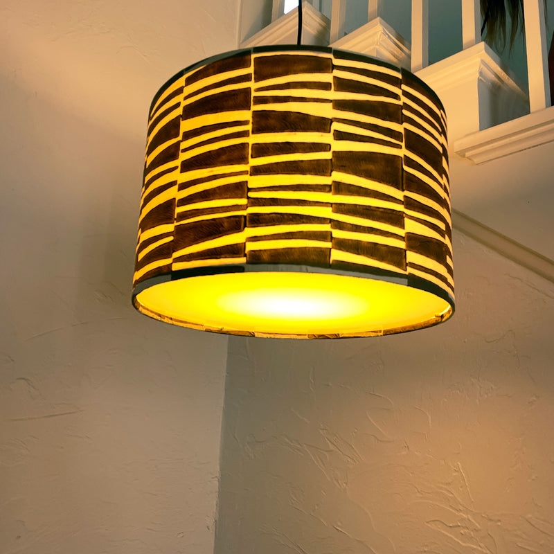 Mid Century Style Hanging Drum Lamp