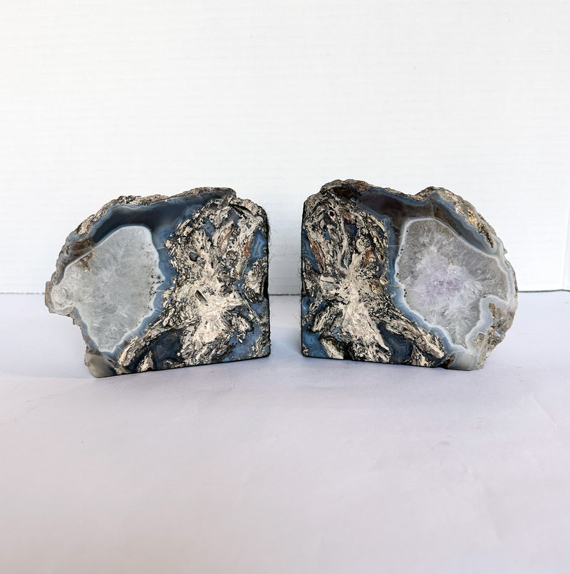 Geode Quartz and Agate Bookends