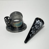 E G Webster & Bro Silver Napkin Ring with Bud Vase