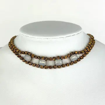 Midcentury Faux Moonstone Choker Necklace