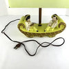 Midcentury Kitsch Ceramic Lamp with Asian Figures and Tiered Shade