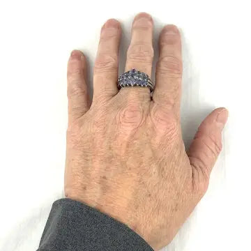 Midcentury Sterling Silver Iolite Cluster Ring