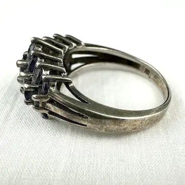 Midcentury Sterling Silver Iolite Cluster Ring