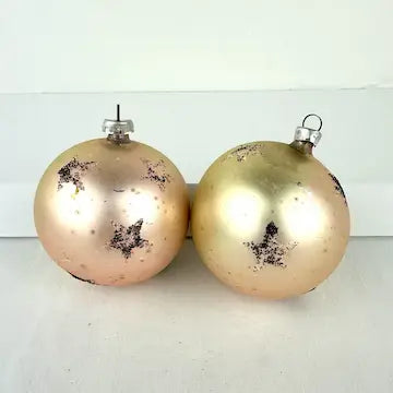 Midcentury West German Glass Ornaments with Mica Stars