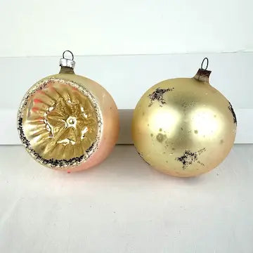 Midcentury West German Glass Ornaments with Mica Stars