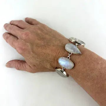 Moonstone and Sterling Silver Link Bracelet