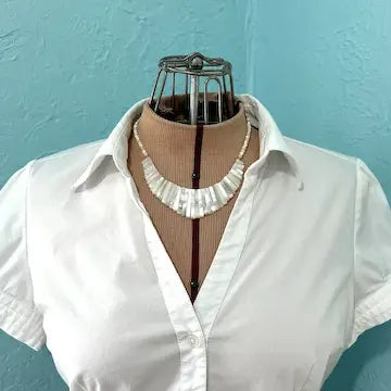 Mother of Pearl Bib Necklace with 14K Clasp