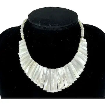 Mother of Pearl Bib Necklace with 14K Clasp