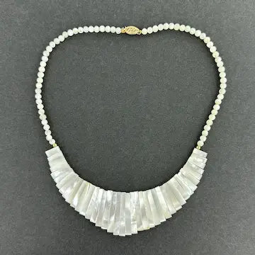 Mother of Pearl Bib Necklace with 14K Clasp