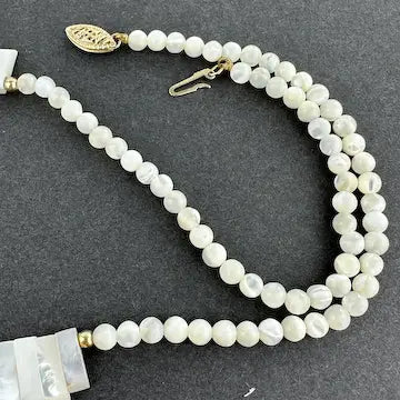 Mother of Pearl Bib Necklace with 14K Clasp