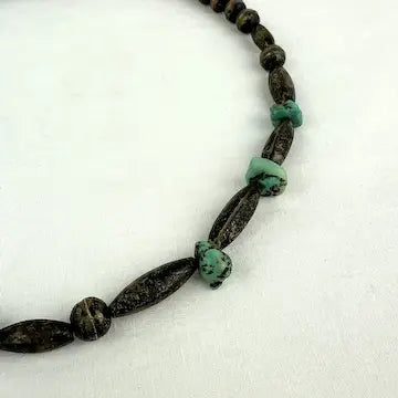 Native American Silver Pearl & Turquoise Choker Necklace