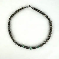 Native American Silver Pearl & Turquoise Choker Necklace