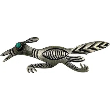 Native American Sterling Silver Roadrunner Vintage Pin