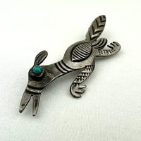 Native American Sterling Silver Roadrunner Vintage Pin