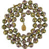 Opera Length Gilt Cloisonné Necklace with Enameled Flowers