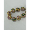 Opera Length Gilt Cloisonné Necklace with Enameled Flowers