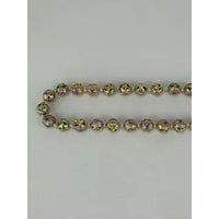 Opera Length Gilt Cloisonné Necklace with Enameled Flowers