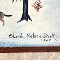 Original Folk Art Christmas Oil Painting by Linda Nelson Stocks