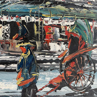 T Chan Original Oil Painting of a Hong Kong Street Scene